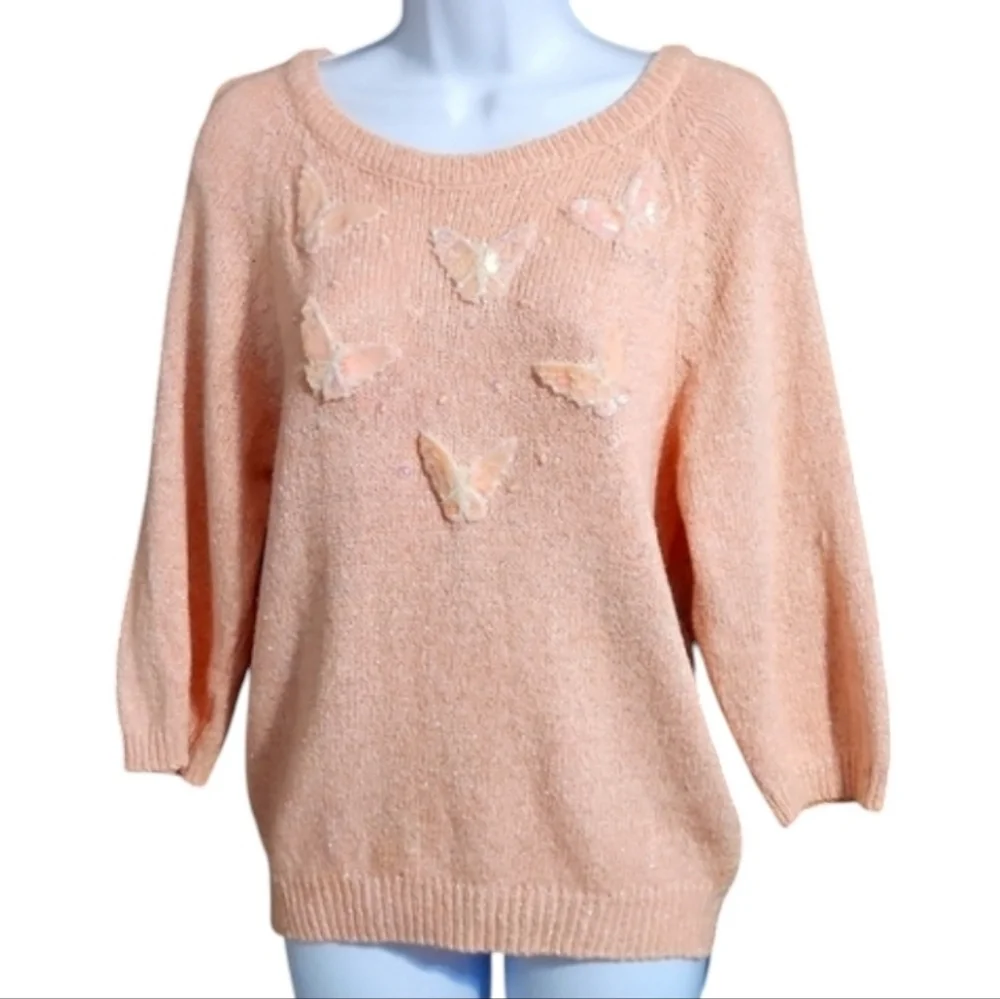 Heidi Pink Butterfly Bling Women's Sweater